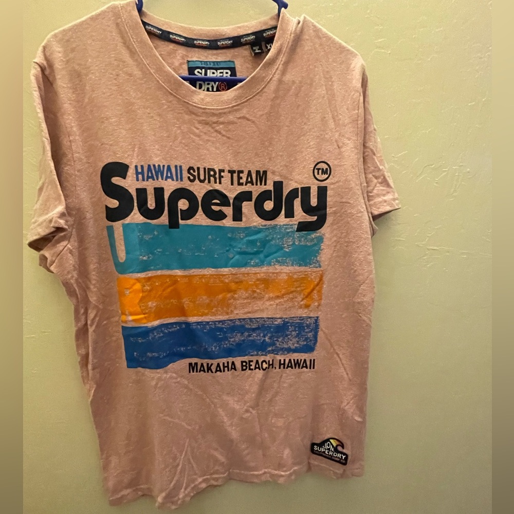 Superdry Pink Graphic Tee. Hawaii Surf Team XL. Makaha Beach Hawaii